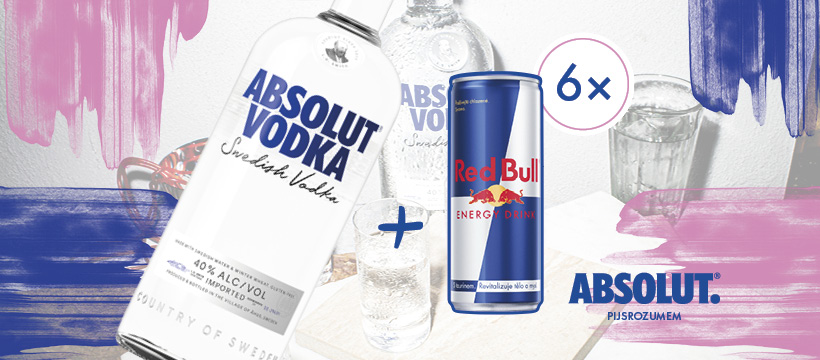 Absolut Vodka 0,7l + 6× Red Bull